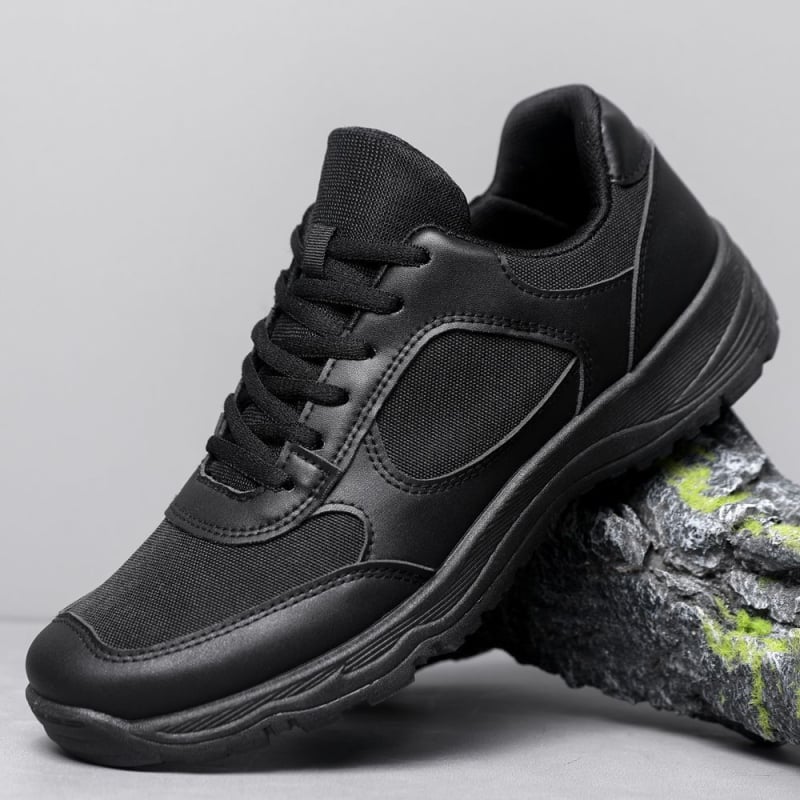 Pantofi de antrenament unisex, partea superioară PU+mesh, talpă injectată, guler scurt, șireturi