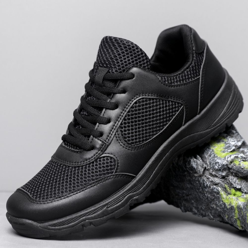 Pantofi de antrenament unisex, partea superioară PU+mesh, talpă injectată, guler scurt, șireturi