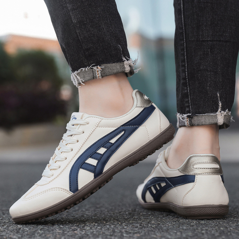 Мъжки нископрофилни ежедневни маратонки, PU горно, връзки отпред, ретро стил, издание есен 2025 г., подходящи за зима, пролет и есен
