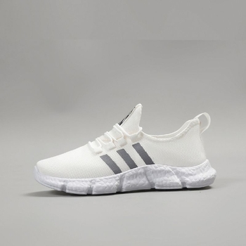 Pantofi sport unisex cu upper din plasă, talpă PVC, model dungat, guler jos, închidere cu șireturi