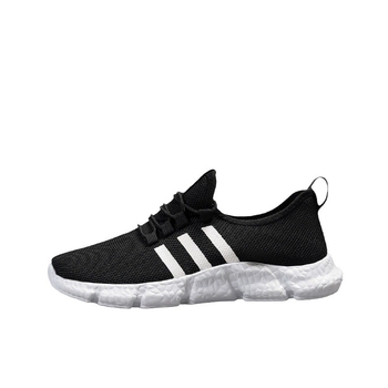 Pantofi sport unisex cu upper din plasă, talpă PVC, model dungat, guler jos, închidere cu șireturi