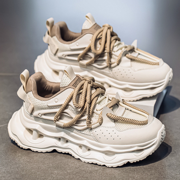 Pantofi sport casual pentru bărbați - Exterior PU+ plasă, Închidere cu șireturi, Talpă din plastic, Talpă interioară EVA, Înălțimea călcâiului 3–5 cm