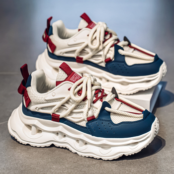 Pantofi sport casual pentru bărbați - Exterior PU+ plasă, Închidere cu șireturi, Talpă din plastic, Talpă interioară EVA, Înălțimea călcâiului 3–5 cm