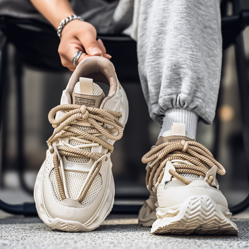 Pantofi sport casual pentru bărbați - Exterior PU+ plasă, Închidere cu șireturi, Talpă din plastic, Talpă interioară EVA, Înălțimea călcâiului 3–5 cm