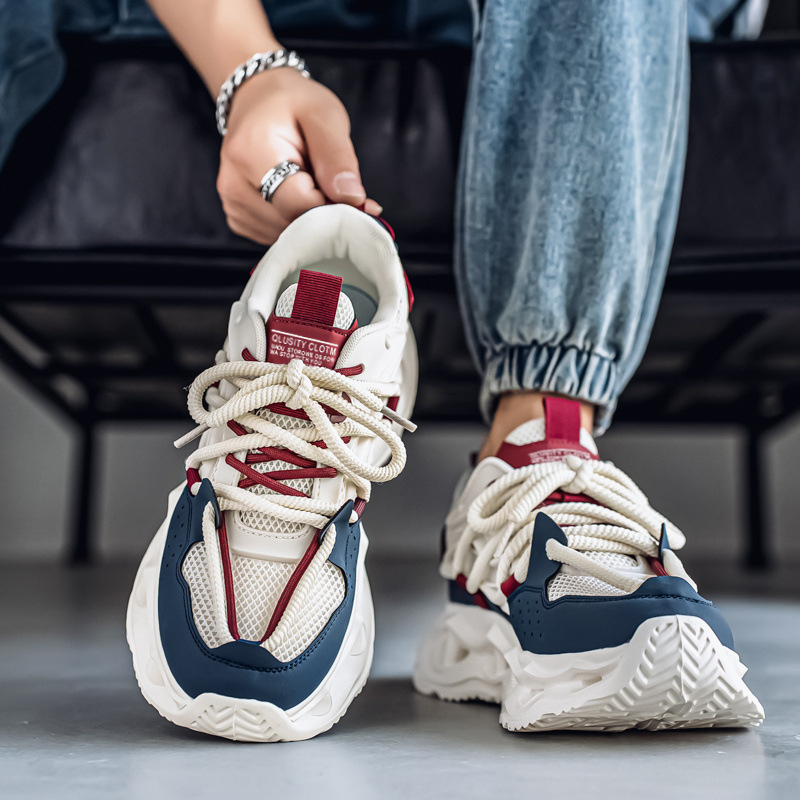 Pantofi sport casual pentru bărbați - Exterior PU+ plasă, Închidere cu șireturi, Talpă din plastic, Talpă interioară EVA, Înălțimea călcâiului 3–5 cm