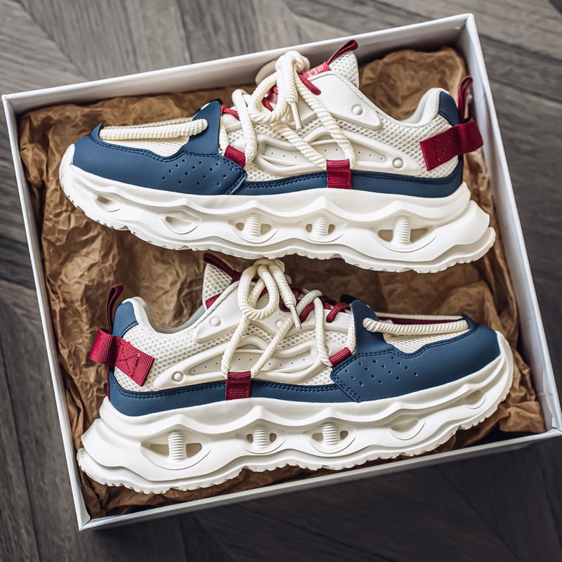 Pantofi sport casual pentru bărbați - Exterior PU+ plasă, Închidere cu șireturi, Talpă din plastic, Talpă interioară EVA, Înălțimea călcâiului 3–5 cm