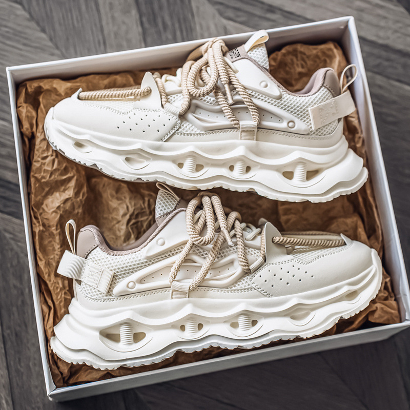 Pantofi sport casual pentru bărbați - Exterior PU+ plasă, Închidere cu șireturi, Talpă din plastic, Talpă interioară EVA, Înălțimea călcâiului 3–5 cm