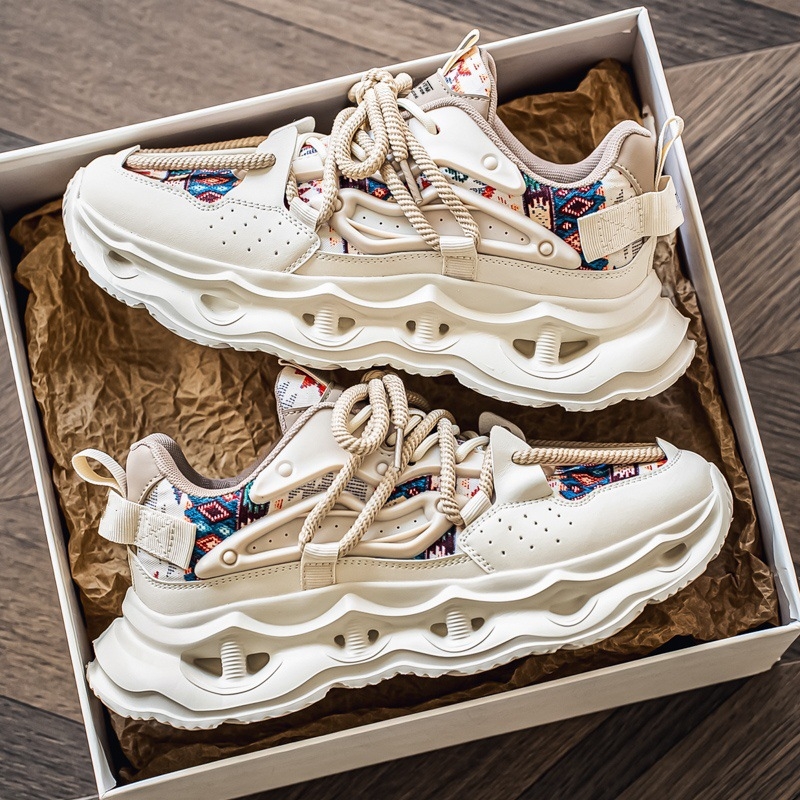 Pantofi sport casual pentru bărbați - Exterior PU+ plasă, Închidere cu șireturi, Talpă din plastic, Talpă interioară EVA, Înălțimea călcâiului 3–5 cm