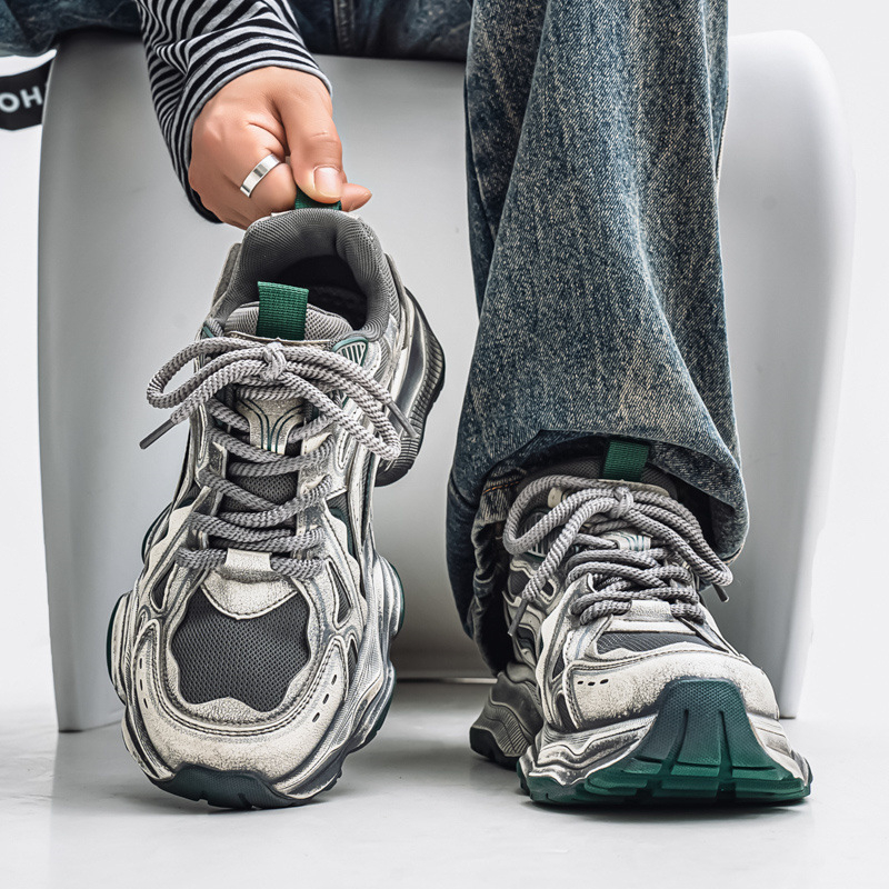 Loafers με πάνω μέρος από δίχτυ, σόλα από καουτσούκ, κλείσιμο με κορδόνια, για άνδρες, νεανικός casual στυλ, κυκλοφορεί καλοκαίρι 2025