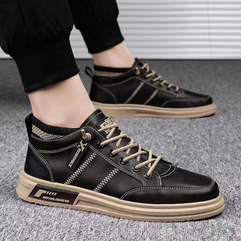 Ανδρικά Παπούτσια Waffle - Μεσαίο Ύψος, PU Ὰνώ, PVC Σόλα, Αντιολισθητικά, Φθινοπωρινά Αθλητικά Παπούτσια