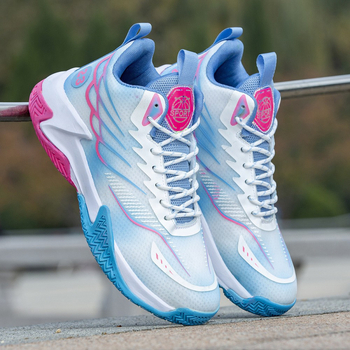 Adidași bărbați de baschet, cu înălțime înaltă, din PU+ plasă, respirabili, ușori, închidere cu șireturi, talpă injectată