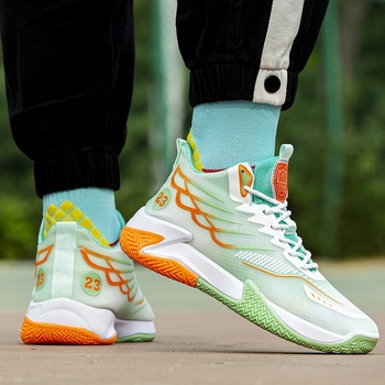 Adidași bărbați de baschet, cu înălțime înaltă, din PU+ plasă, respirabili, ușori, închidere cu șireturi, talpă injectată