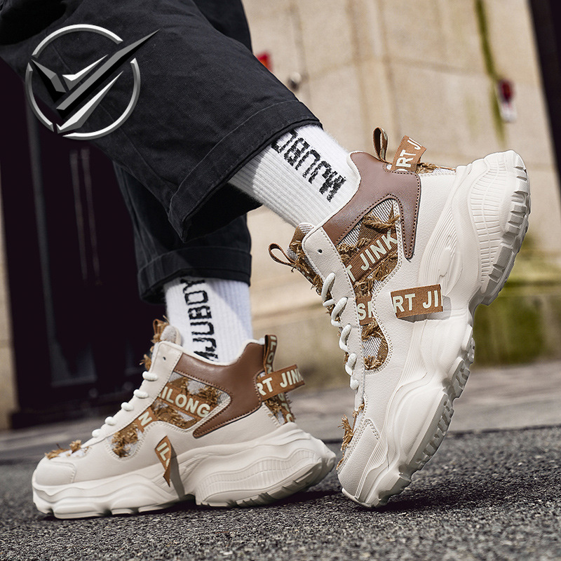 Adidași unisex cu talpă groasă, partea superioară din denim, căptușeală din plasă respirabilă, talpă rezistentă, închidere cu șireturi