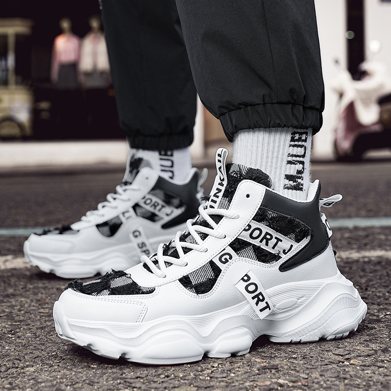 Adidași unisex cu talpă groasă, partea superioară din denim, căptușeală din plasă respirabilă, talpă rezistentă, închidere cu șireturi