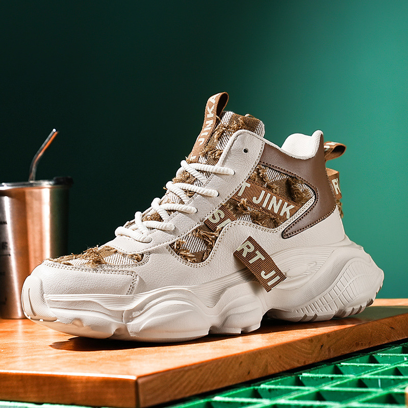 Adidași unisex cu talpă groasă, partea superioară din denim, căptușeală din plasă respirabilă, talpă rezistentă, închidere cu șireturi