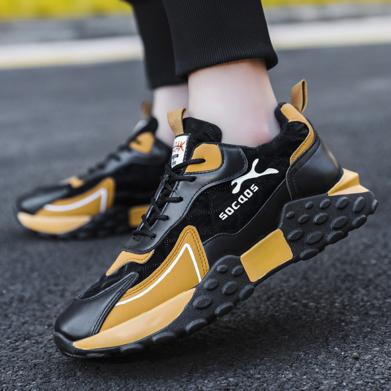 Pantofi sport casual pentru bărbați, cu partea superioară din nubuk și talpă groasă (închidere cu șireturi, căptușeală EVA, talpă turnată)