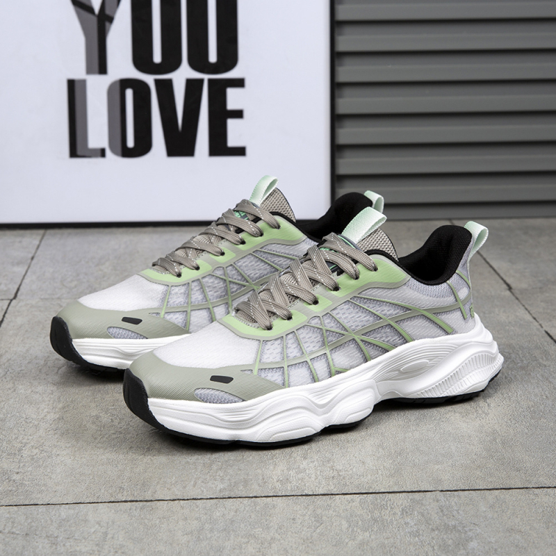 Pantofi bărbați cu platformă, upper din plasă respirabil, model cu dungi, șireturi, talpă EVA