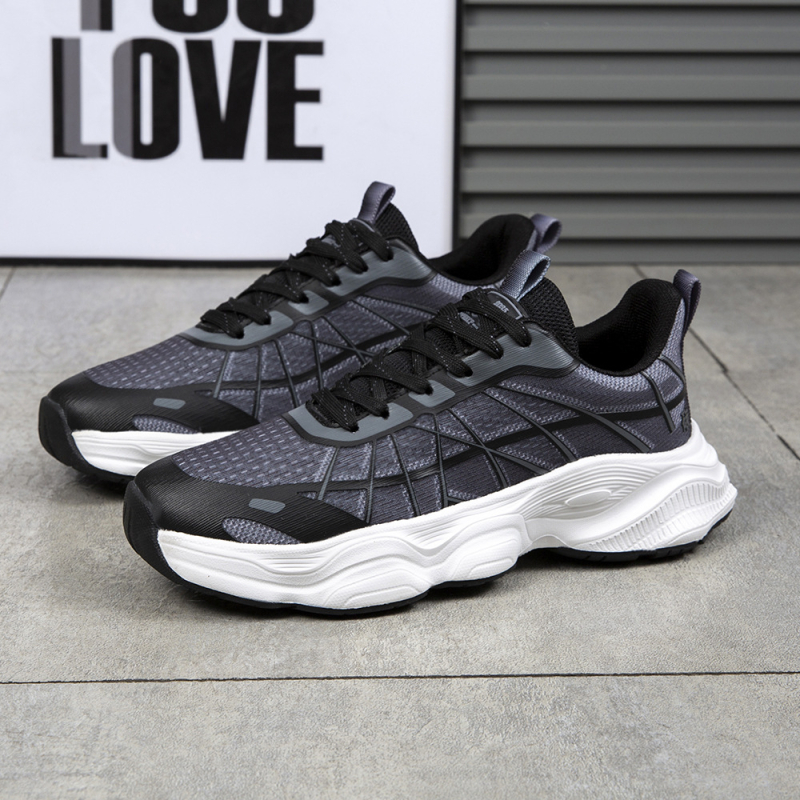 Pantofi bărbați cu platformă, upper din plasă respirabil, model cu dungi, șireturi, talpă EVA