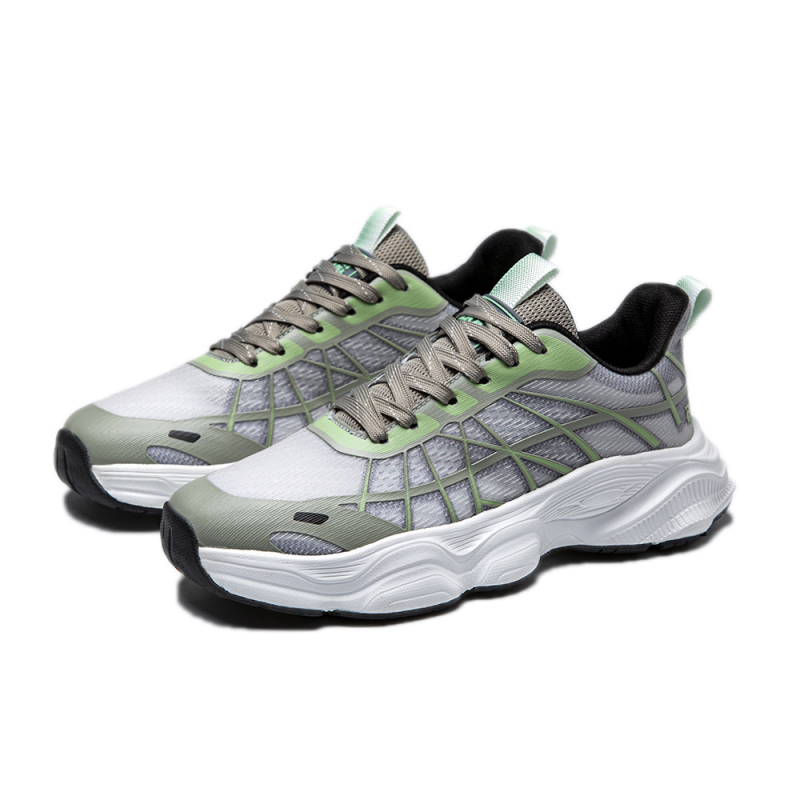 Pantofi bărbați cu platformă, upper din plasă respirabil, model cu dungi, șireturi, talpă EVA