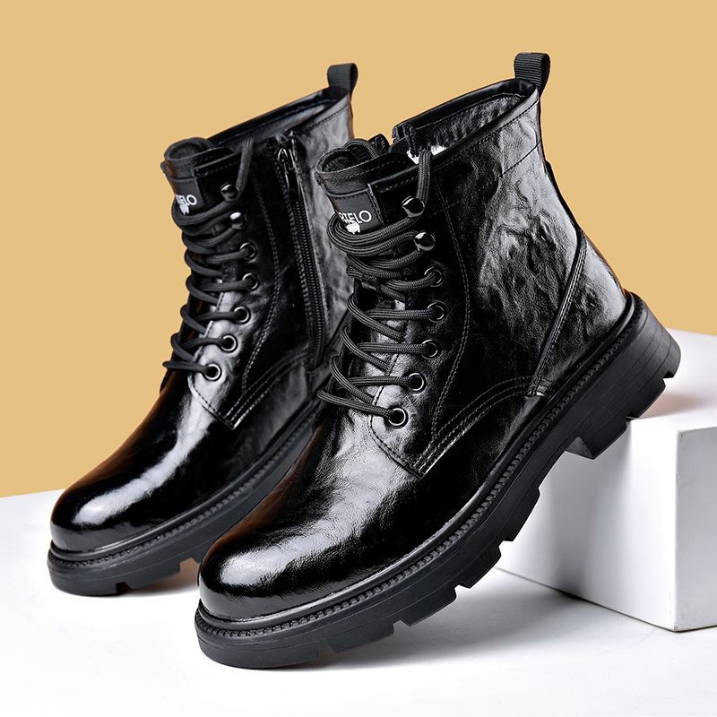 Martin Boots Muške visoke zimske čizme od kože s ovčjim krznom za toplinu (Gornji dio: split koža • Đon: guma • Unutarnja podstava: ovčja koža • Uložak: PU • Visina: visoka)