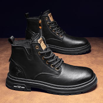 Ghete Martin de iarnă, căptușite cu fleece, impermeabile şi antiderapante, înălțime mare a glezei, talpă din cauciuc