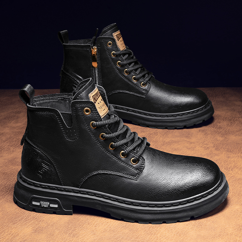 Ghete Martin de iarnă, căptușite cu fleece, impermeabile şi antiderapante, înălțime mare a glezei, talpă din cauciuc