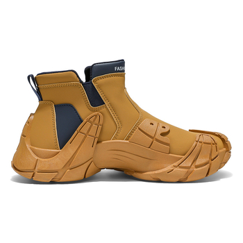 Ghete Martin pentru bărbați, înalte, PU partea superioară, talpă de cauciuc, fermoar lateral, căptușeală din plasă, toc mic 1-3 cm