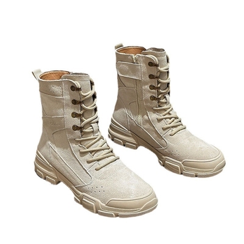 Ghete Martin unisex – piele nubuk, talpă din cauciuc, tibie medie, toc 3–5 cm, fermoar lateral