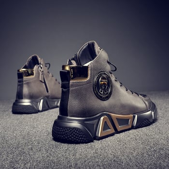 Muške Martin cipele, korejski stil, koža vrhunske teleće kože, podstava od svinjske kože, PU potplat, bočni zatvarač, srednja peta 3–5 cm