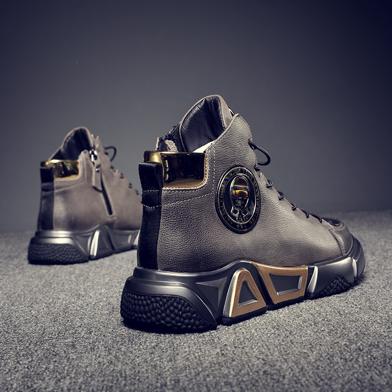 Muške Martin cipele, korejski stil, koža vrhunske teleće kože, podstava od svinjske kože, PU potplat, bočni zatvarač, srednja peta 3–5 cm