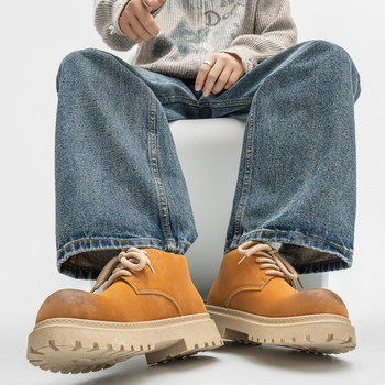 Cizme Martin, PU partea superioară, vârf rotund, gleznă medie, talpă PVC