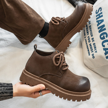 Cizme Martin, PU partea superioară, vârf rotund, gleznă medie, talpă PVC