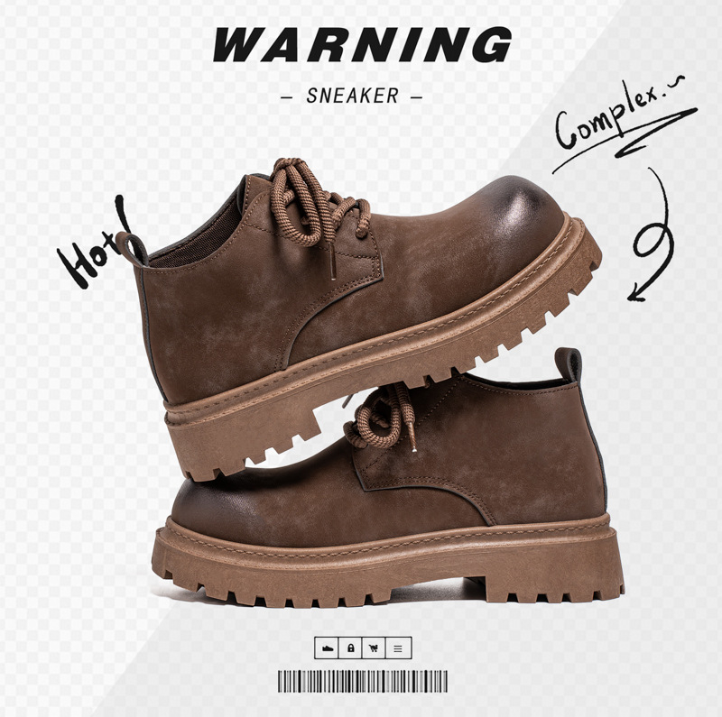 Cizme Martin, PU partea superioară, vârf rotund, gleznă medie, talpă PVC