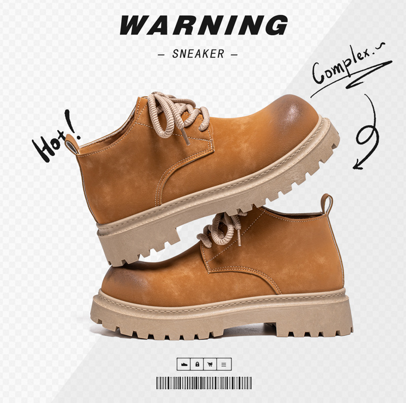 Cizme Martin, PU partea superioară, vârf rotund, gleznă medie, talpă PVC