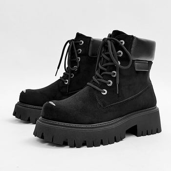 Muške suede visoke čizme, britanski stil, kožne čizme s debelim PVC potplatom, protuklizne, zimske