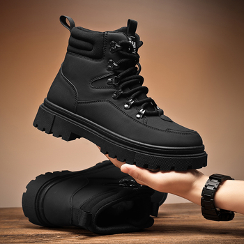 Cizme Martin pentru bărbați, iarnă, calde și durabile, partea superioară din piele artificială, talpă PVC, branț PU