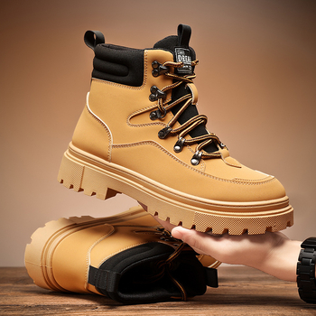 Cizme Martin pentru bărbați, iarnă, calde și durabile, partea superioară din piele artificială, talpă PVC, branț PU