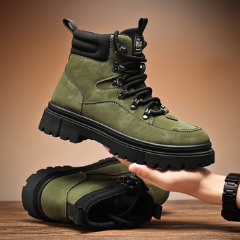 Cizme Martin pentru bărbați, iarnă, calde și durabile, partea superioară din piele artificială, talpă PVC, branț PU