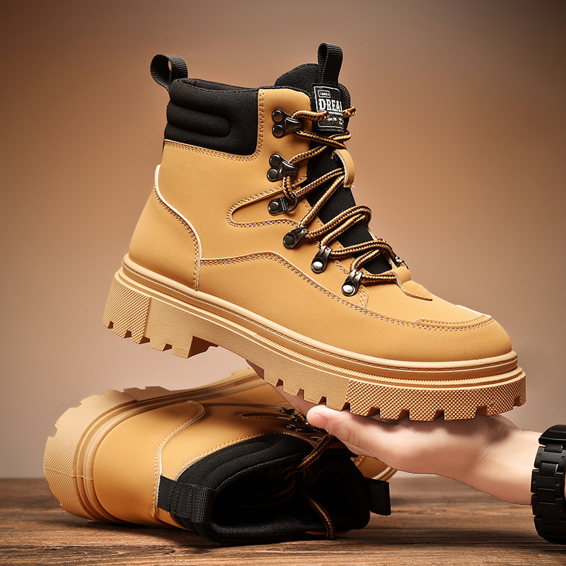 Cizme Martin pentru bărbați, iarnă, calde și durabile, partea superioară din piele artificială, talpă PVC, branț PU