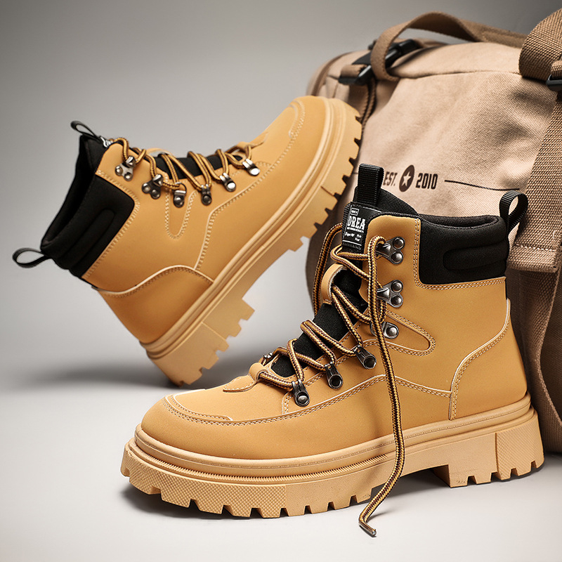 Cizme Martin pentru bărbați, iarnă, calde și durabile, partea superioară din piele artificială, talpă PVC, branț PU