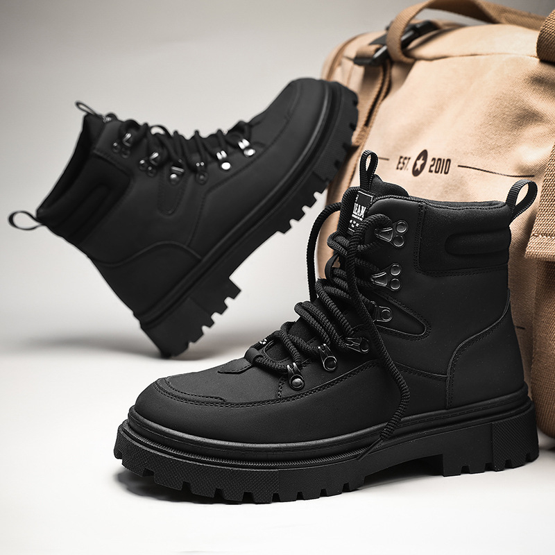 Cizme Martin pentru bărbați, iarnă, calde și durabile, partea superioară din piele artificială, talpă PVC, branț PU