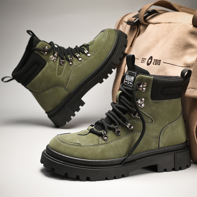 Cizme Martin pentru bărbați, iarnă, calde și durabile, partea superioară din piele artificială, talpă PVC, branț PU