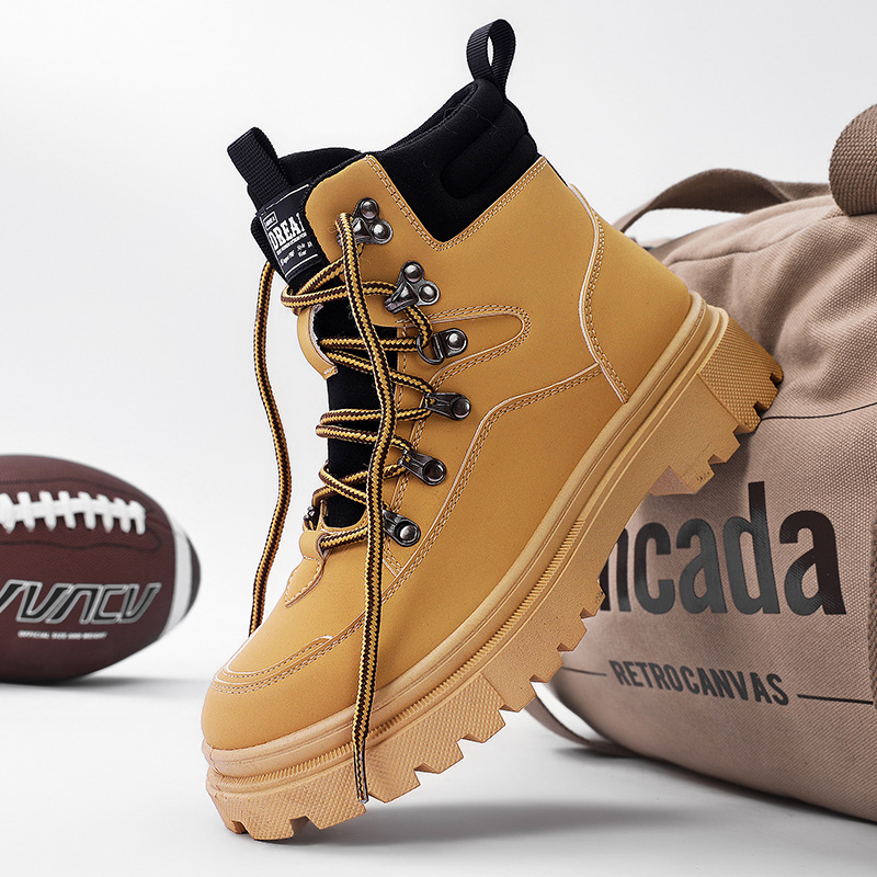 Cizme Martin pentru bărbați, iarnă, calde și durabile, partea superioară din piele artificială, talpă PVC, branț PU