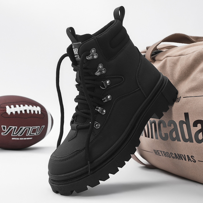 Cizme Martin pentru bărbați, iarnă, calde și durabile, partea superioară din piele artificială, talpă PVC, branț PU