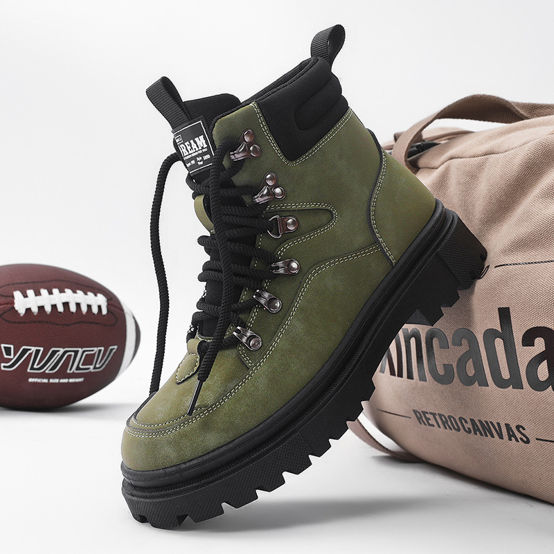 Cizme Martin pentru bărbați, iarnă, calde și durabile, partea superioară din piele artificială, talpă PVC, branț PU