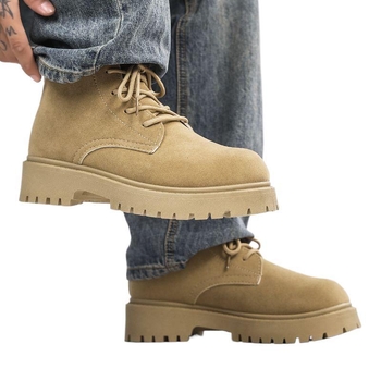 Bot Martin pentru bărbați, nubuk partea superioară, talpă din cauciuc, construcție vulcanizată, înălțime medie a gambelor, căptușeală din piele de oaie