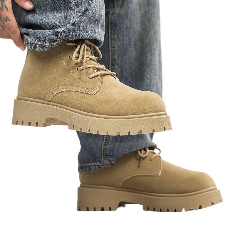 Bot Martin pentru bărbați, nubuk partea superioară, talpă din cauciuc, construcție vulcanizată, înălțime medie a gambelor, căptușeală din piele de oaie