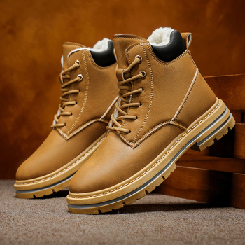 Férfi Kandali Martin téli bakancsok, PU felső rész, PVC talp, vízálló és melegen tartó, fűzés elöl, középmagas sarka 3-5 cm
