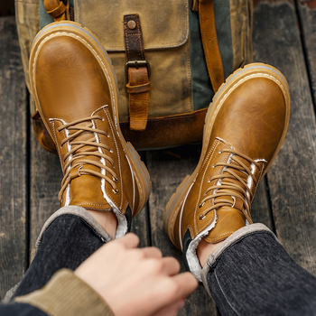 Férfi Kandali Martin téli bakancsok, PU felső rész, PVC talp, vízálló és melegen tartó, fűzés elöl, középmagas sarka 3-5 cm