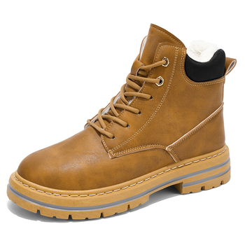 Férfi Kandali Martin téli bakancsok, PU felső rész, PVC talp, vízálló és melegen tartó, fűzés elöl, középmagas sarka 3-5 cm